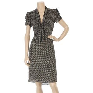 Diane Von Furstenberg DvF Miss Kitt silk dress Black Multicolor cocktail work
